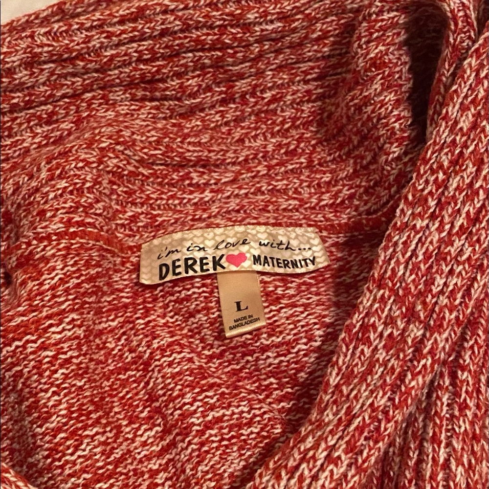 Red and white knitted maternity sweater